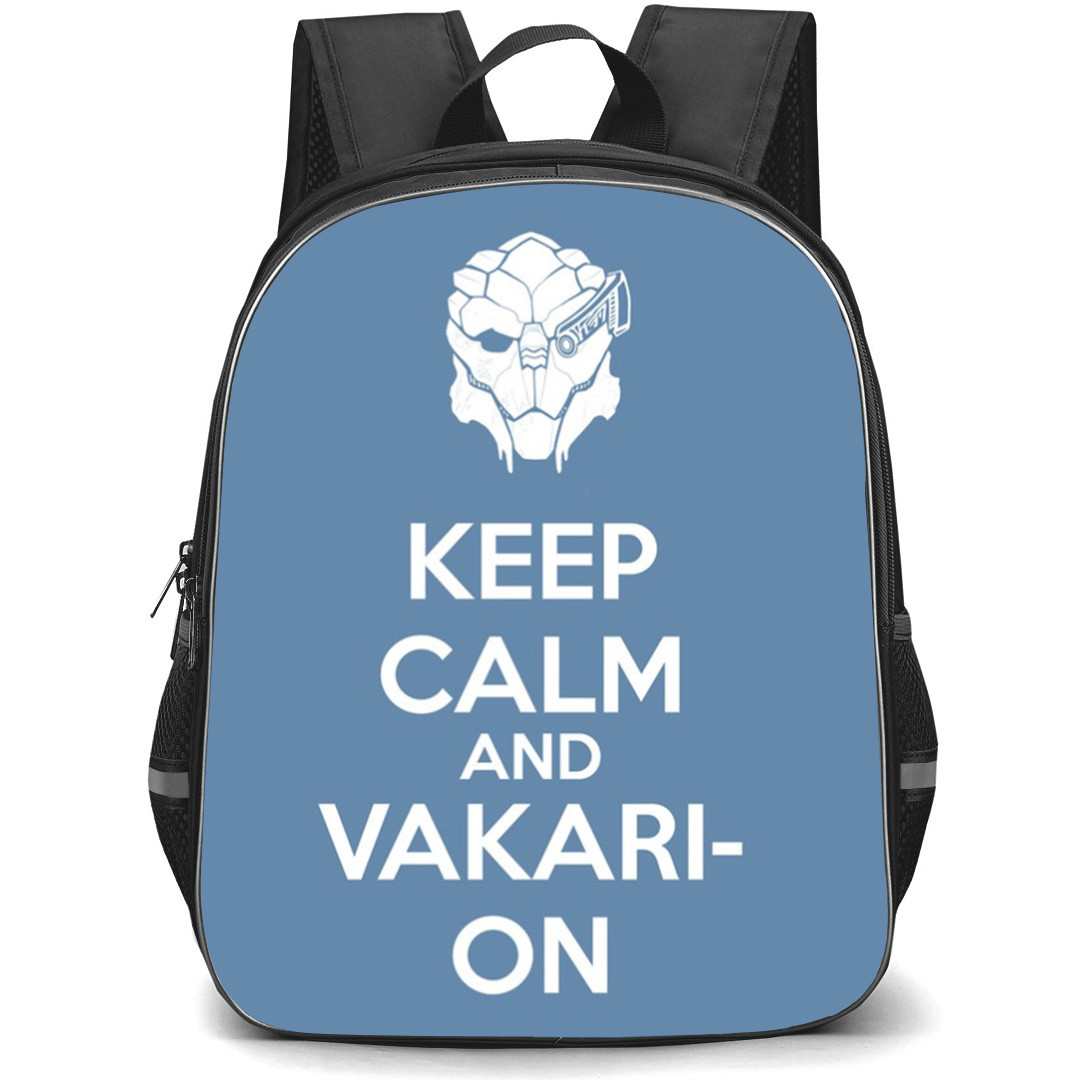 Mass Effect Backpack School Bag StudentPack - Mass Effect Keep Calm And Vakari On Quote Poster