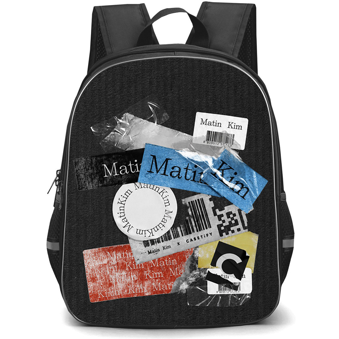 Matin Kim Backpack School Bag StudentPack - Matin Kim Barcode And Label Collage Sticker Poster