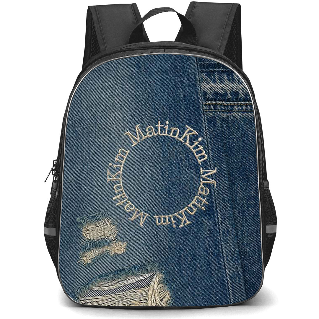 Matin Kim Backpack School Bag StudentPack - Matin Kim Denim Circle Logo Embroidery Poster