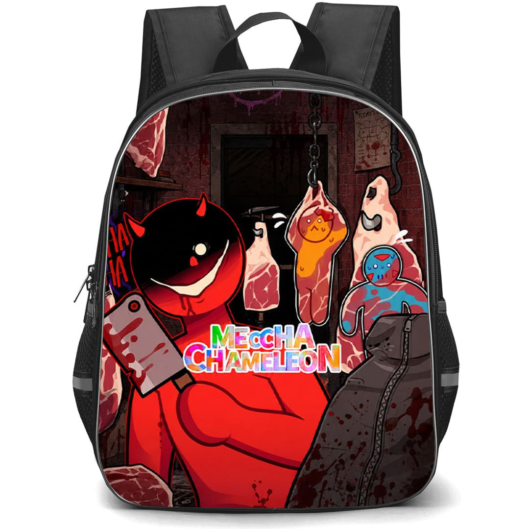 Meccha Chameleon Backpack School Bag StudentPack - Meccha Chameleon Fanart Devil Meat Butcher Dark Anime Art Poster