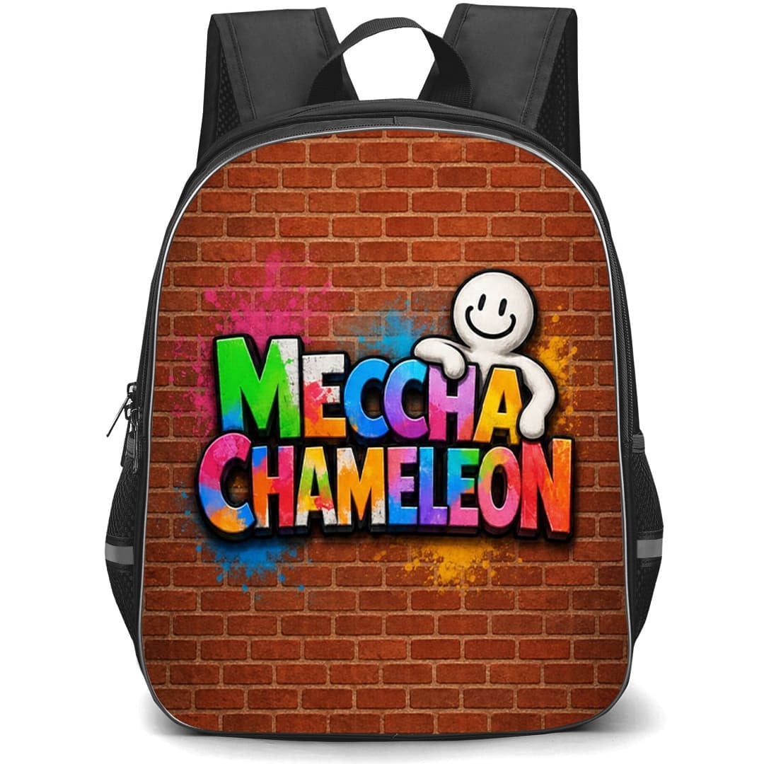 Meccha Chameleon Backpack School Bag StudentPack - Meccha Chameleon Official 3D Colorful Logo Graffiti Brick Wall Art Poster