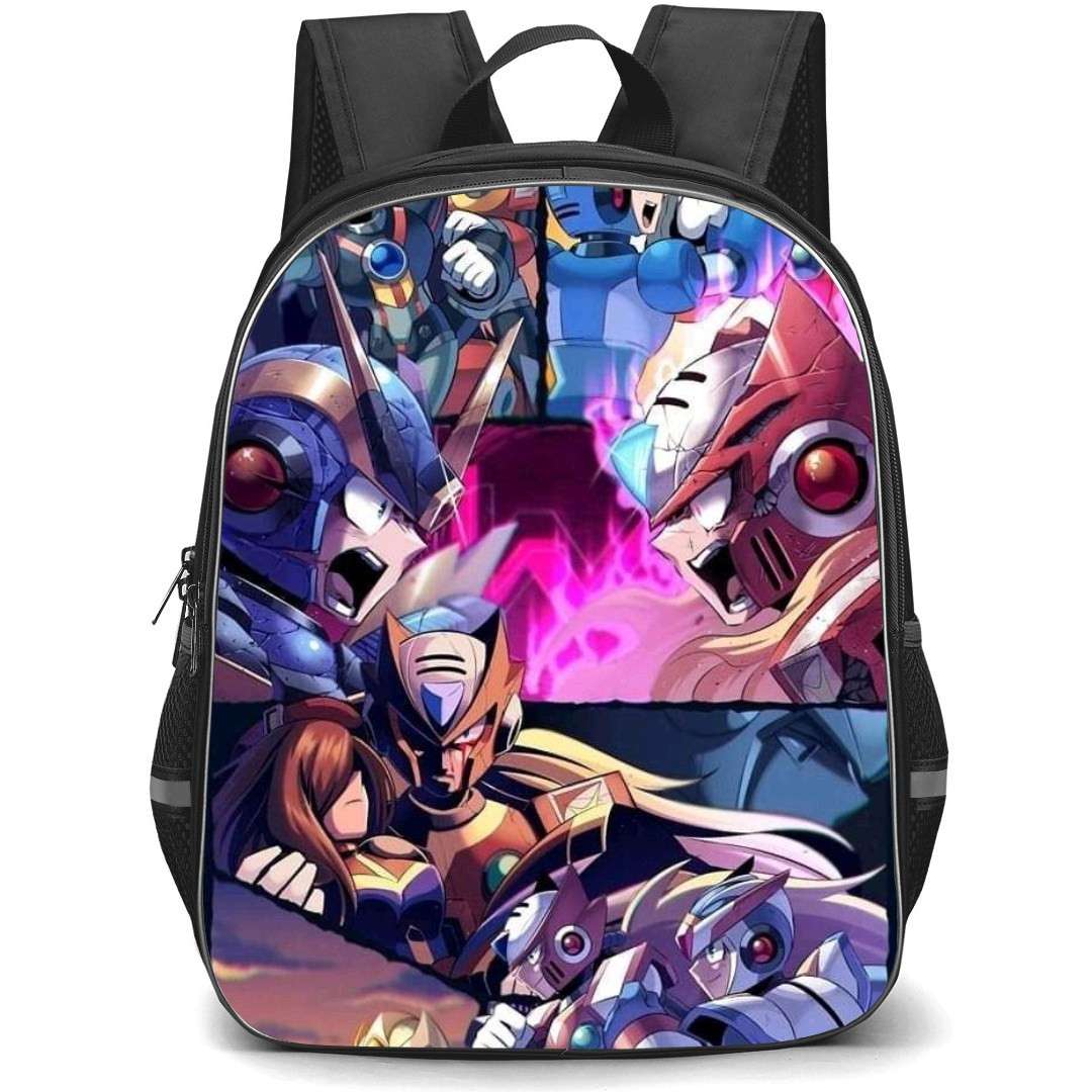 Mega Man Backpack StudentPack - Mega Man Characters Fight Scenes Collage Anime
