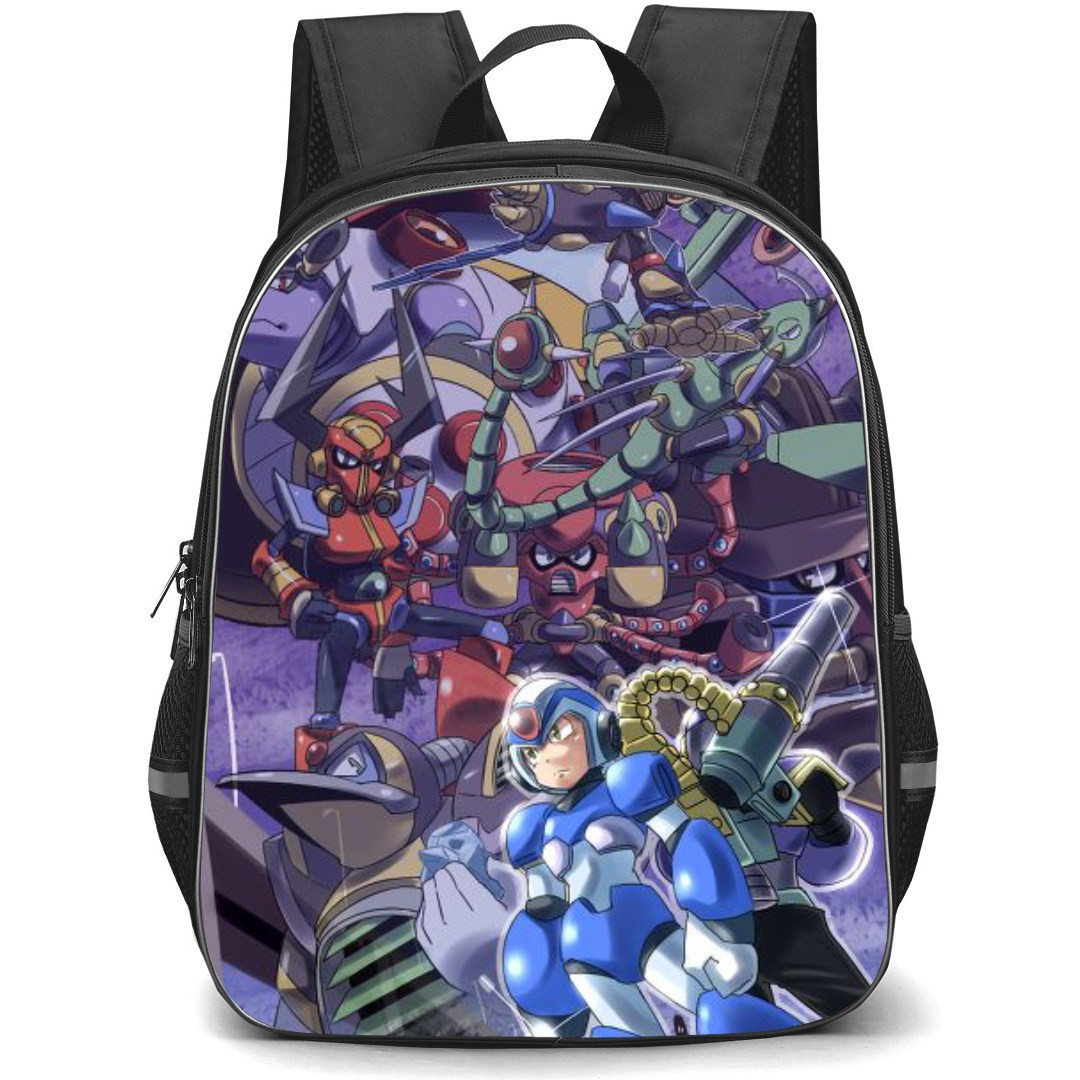 Mega Man Backpack StudentPack - Mega Man Characters Standing Collage Vintage Anime