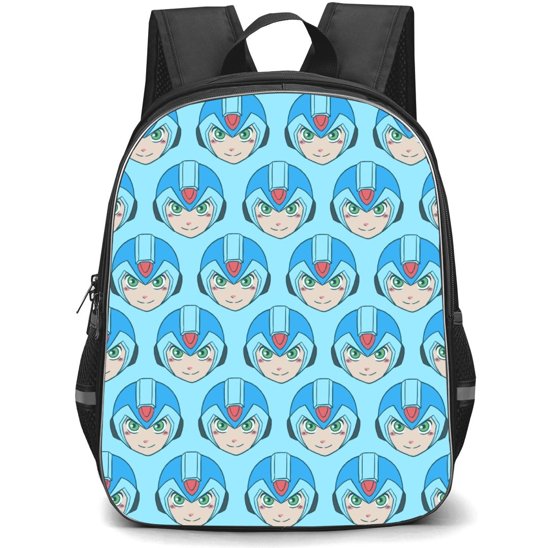 Mega Man Backpack StudentPack - Mega Man Face Anime Pattern Art