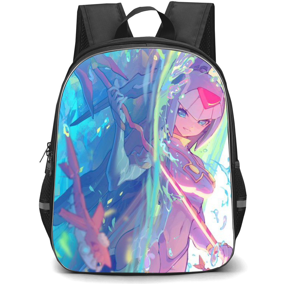 Mega Man Backpack StudentPack - Mega Man Fairy Leviathan Holding Weapon Anime Art