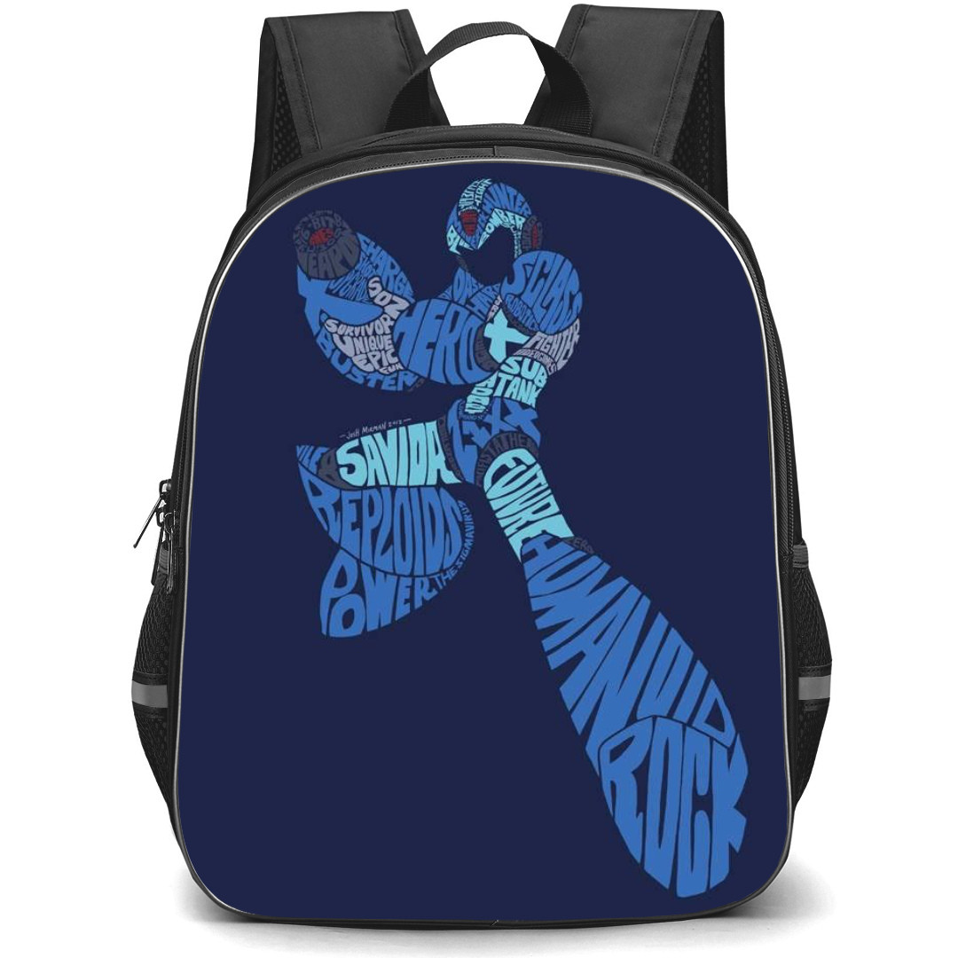Mega Man Backpack StudentPack - Mega Man Fight Pose Word Art