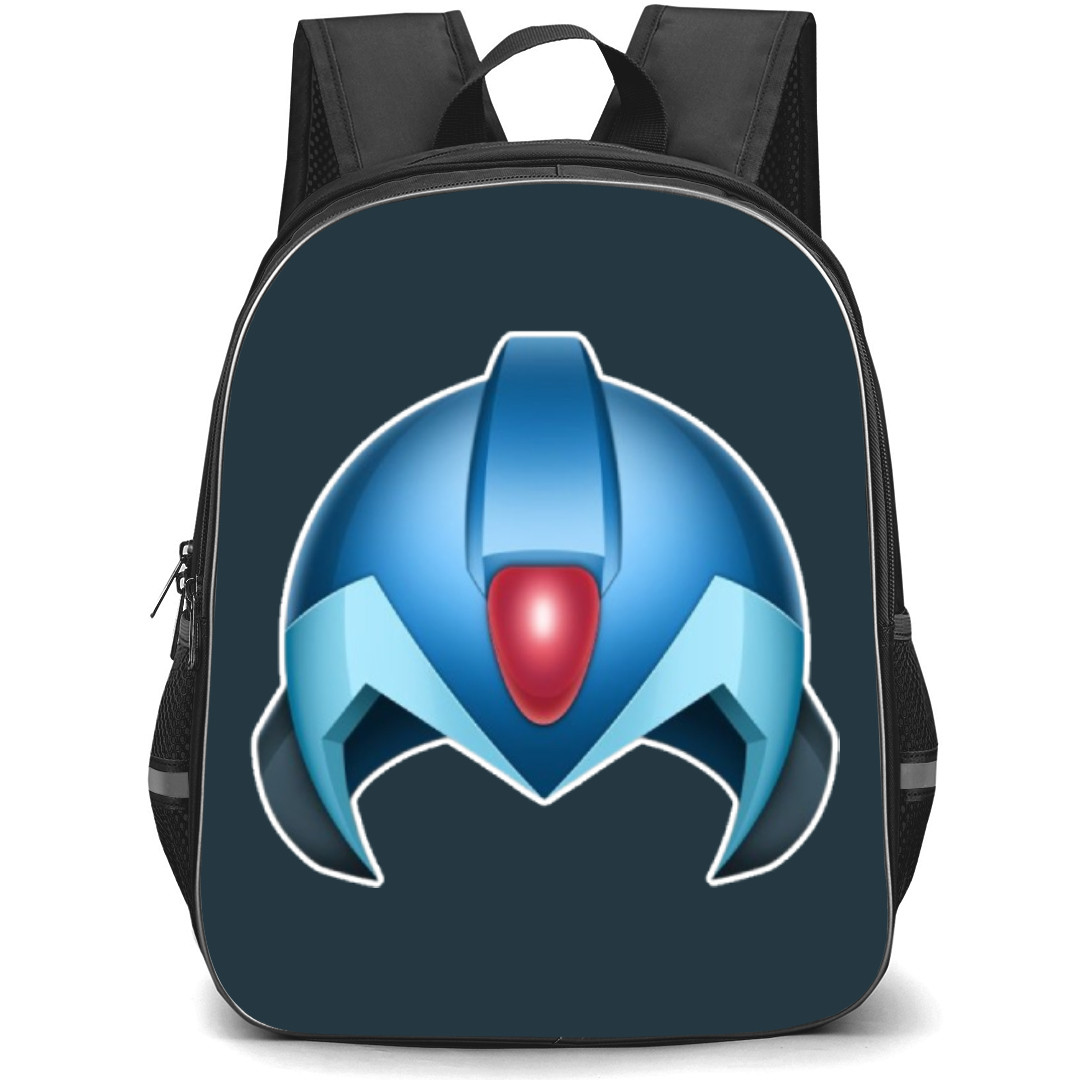 Mega Man Backpack StudentPack - Mega Man Helmet Icon Cartoon Art