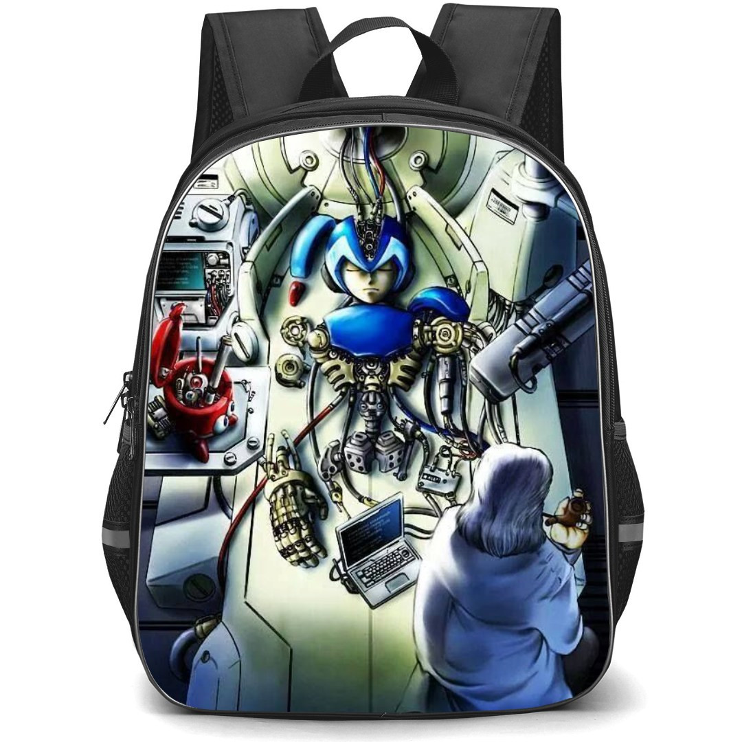 Mega Man Backpack StudentPack - Mega Man X Assembling Parts In The Laboratory Cartoon