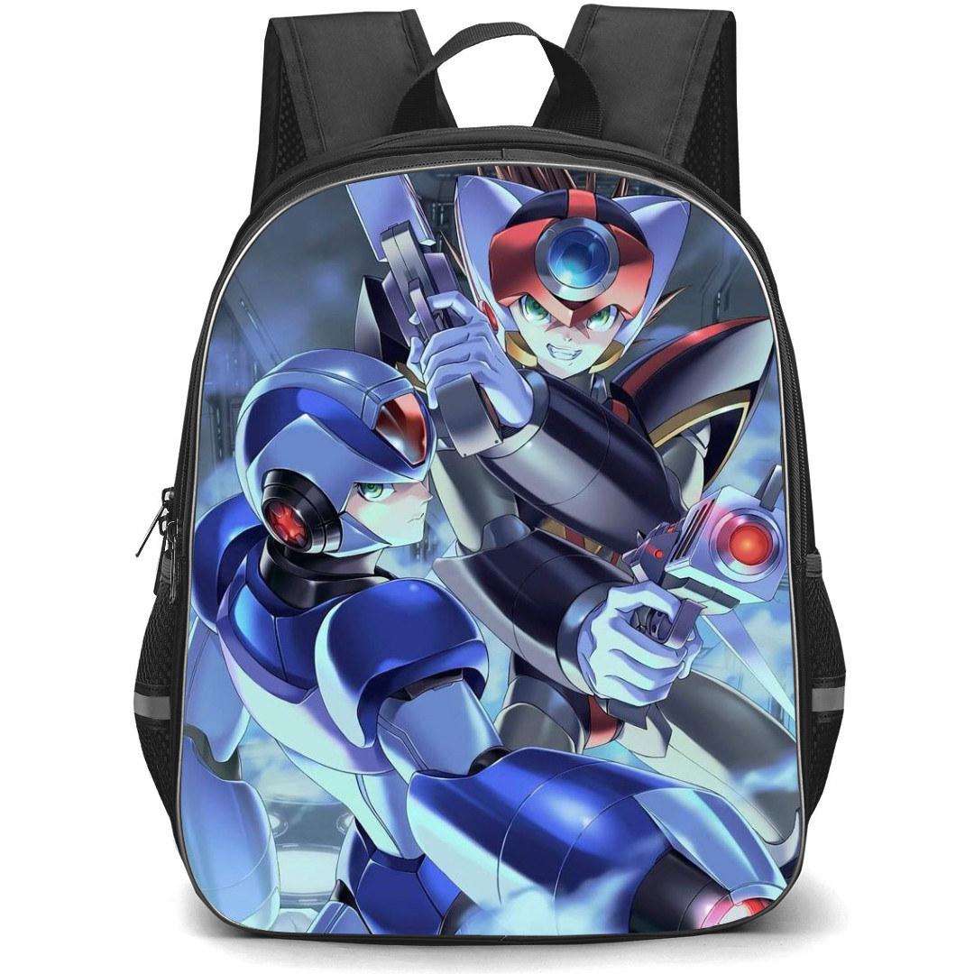 Mega Man Backpack StudentPack - Mega Man X Axl Ready To Fight Pose Anime Illustration