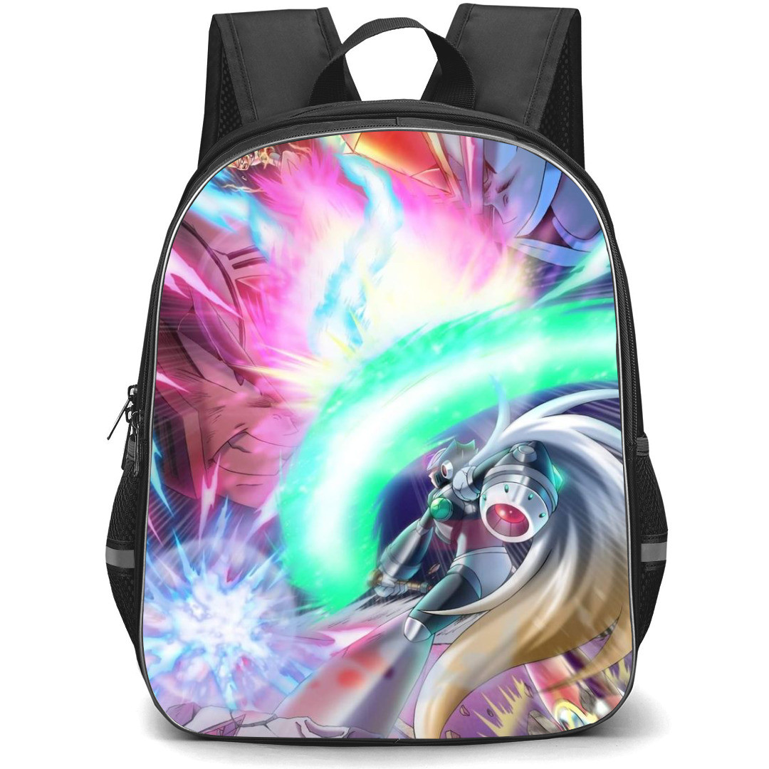 Mega Man Backpack StudentPack - Mega Man X Black Zero Fight Scene Firing Weapons Illustration