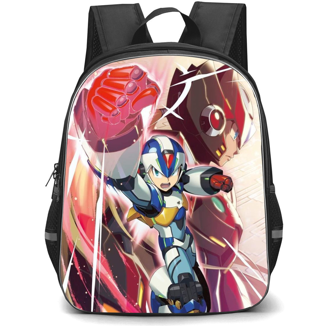 Mega Man Backpack StudentPack - Mega Man X Black Zero Punching Pose Anime Illustration