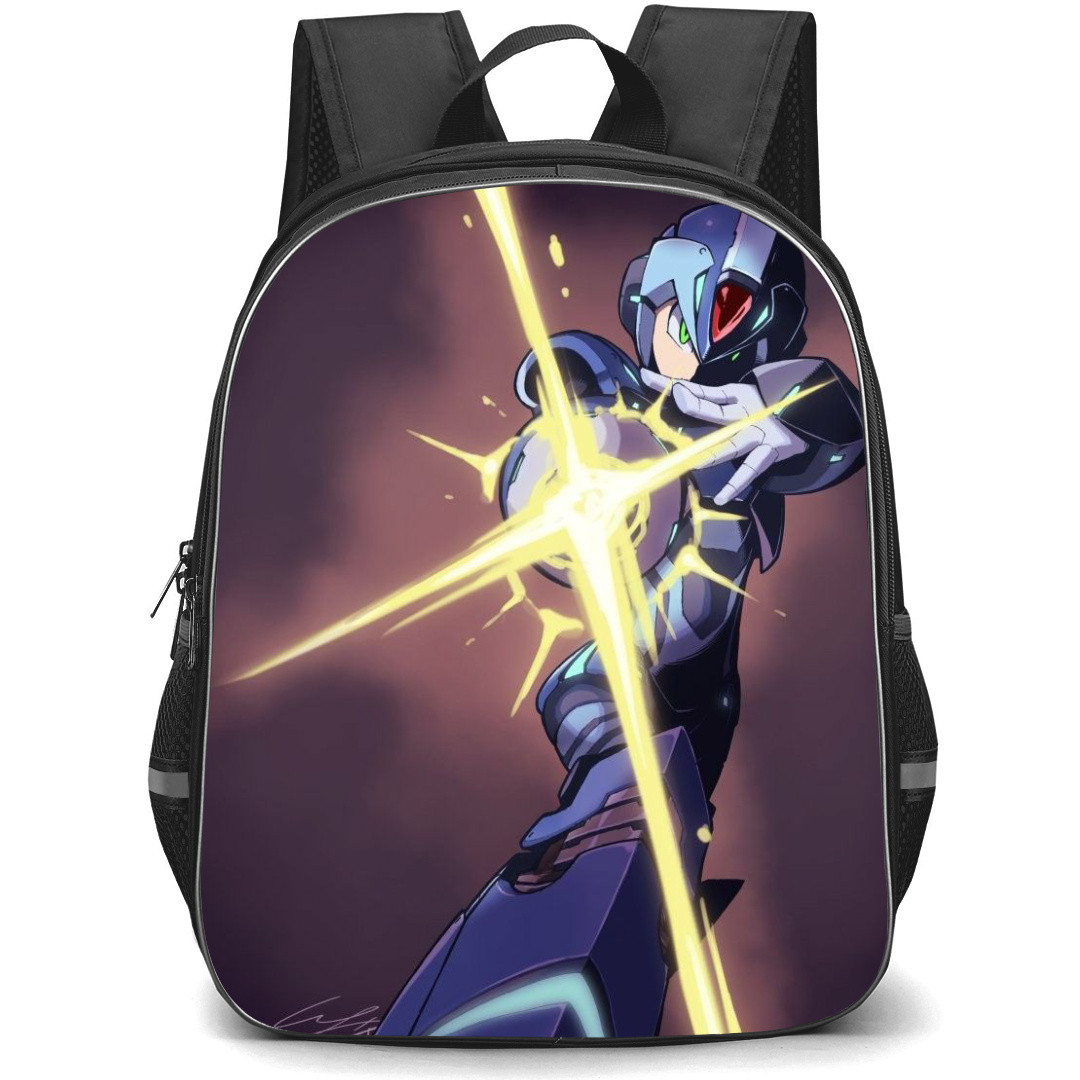Mega Man Backpack StudentPack - Mega Man X Firing Weapon Flying Cartoon