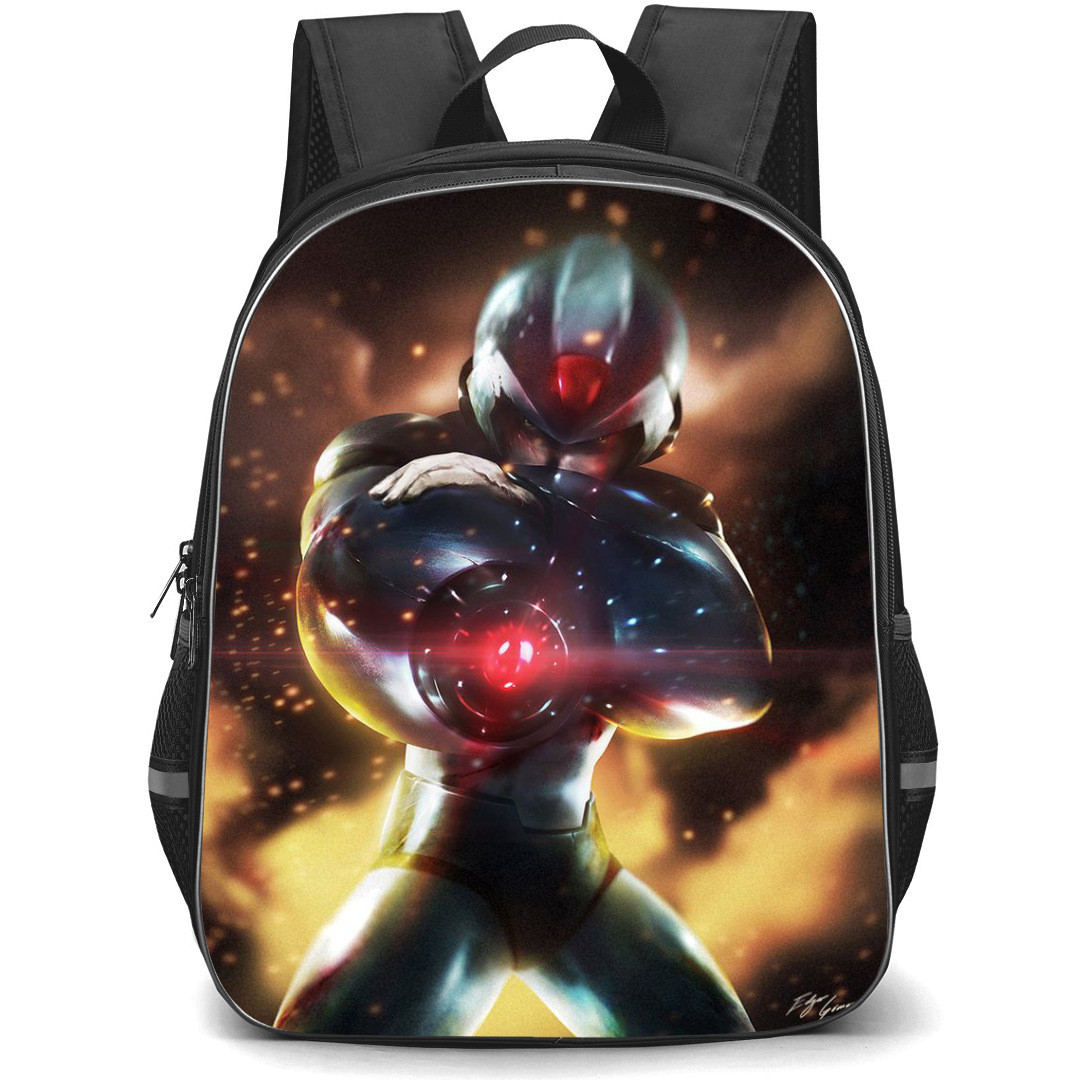 Mega Man Backpack StudentPack - Mega Man X Holding Weapon Ready To Fire Illustration
