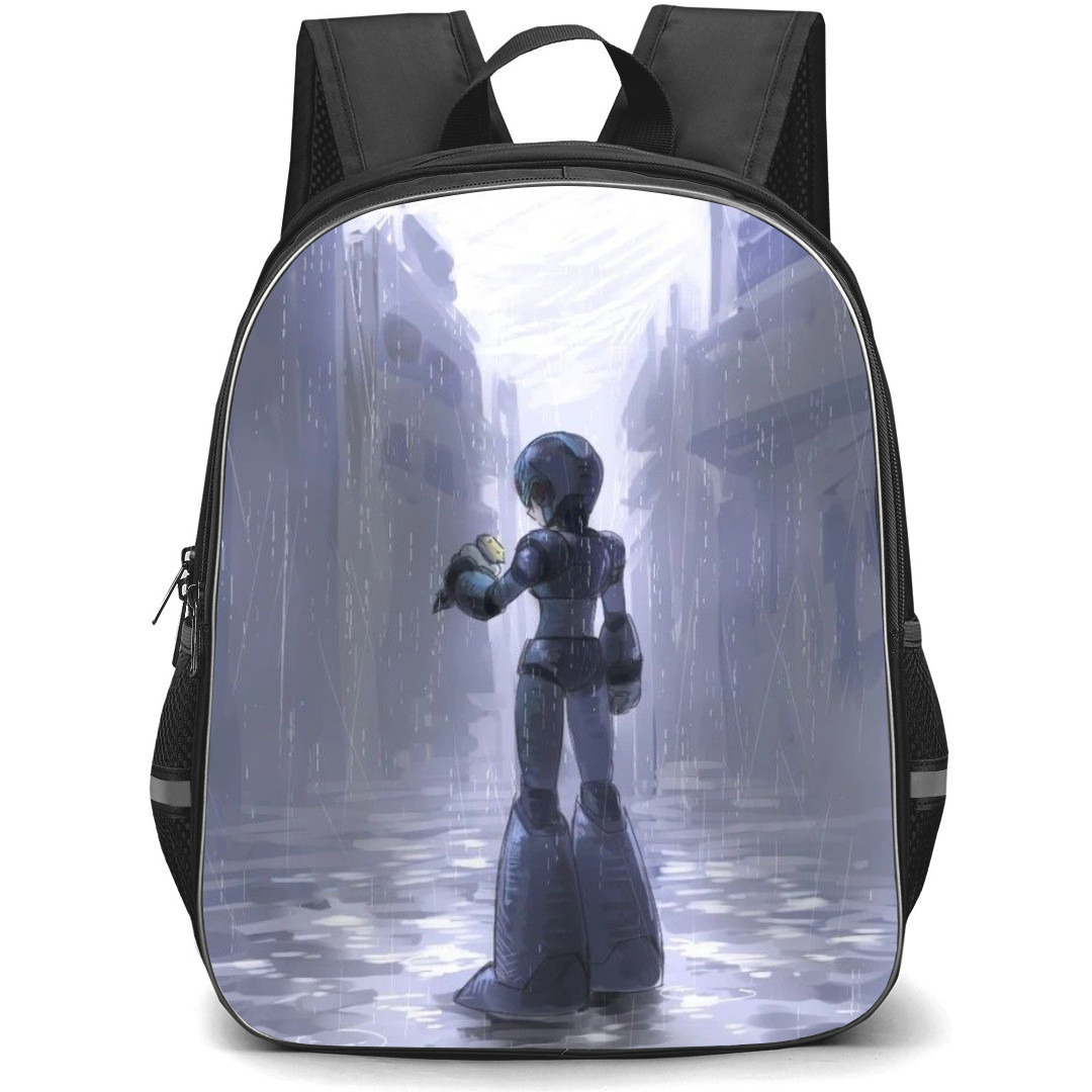 Mega Man Backpack StudentPack - Mega Man X Standing Pose Earth Background Cartoon