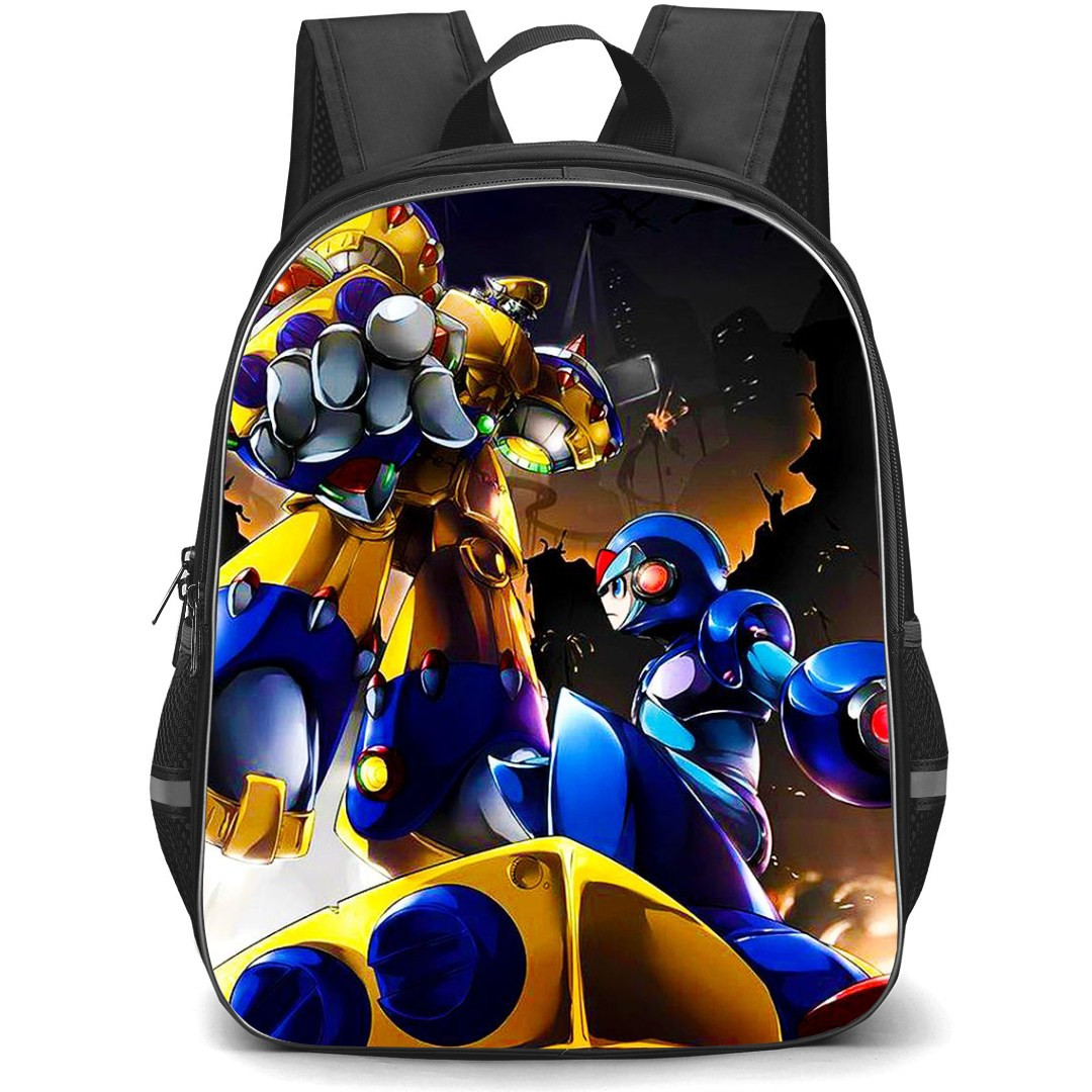 Mega Man Backpack StudentPack - Mega Man X Versus Villain Fight Scene Cartoon