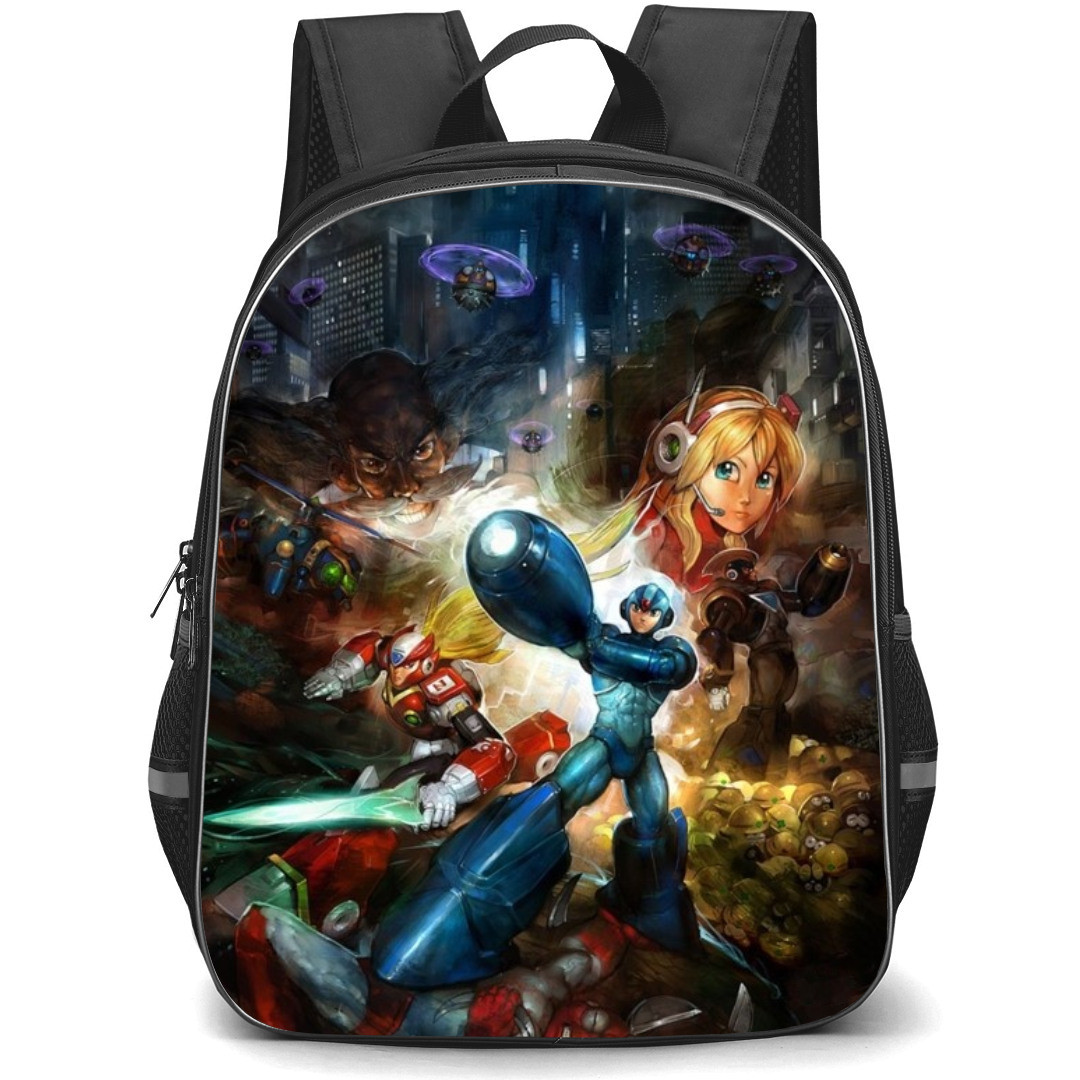 Mega Man Backpack StudentPack - Mega Man X Zero Characters Collage Painting Art