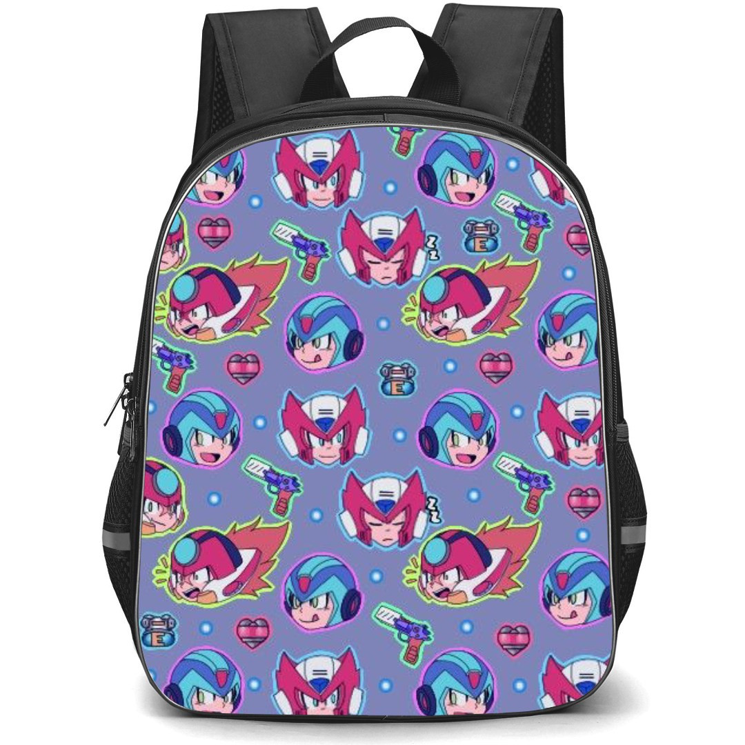 Mega Man Backpack StudentPack - Mega Man X Zero Pink Purple Pattern Art
