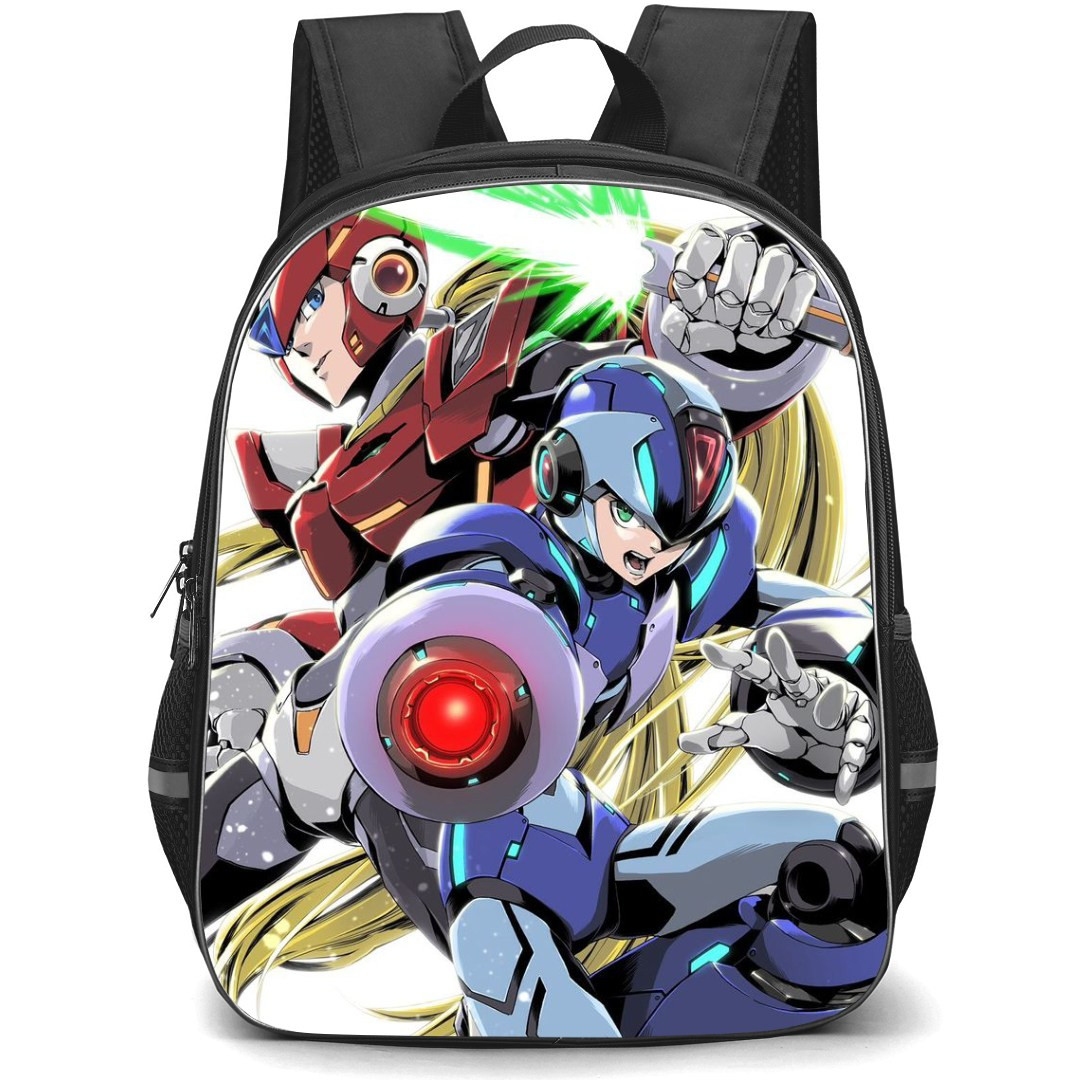 Mega Man Backpack StudentPack - Mega Man X Zero Ready To Attack Red Blue Anime