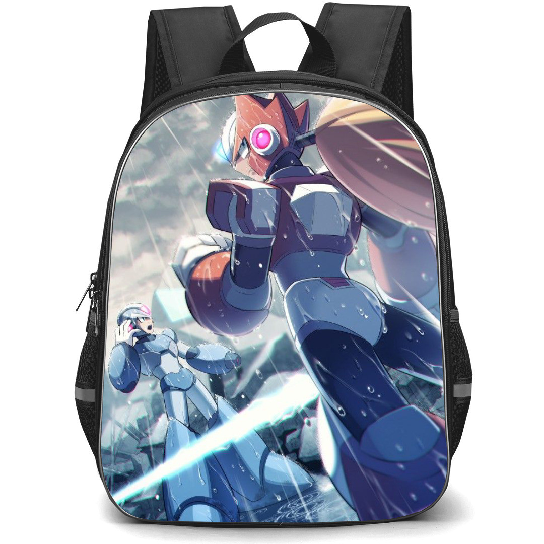 Mega Man Backpack StudentPack - Mega Man X Zero Standing Pose Red Violet Background