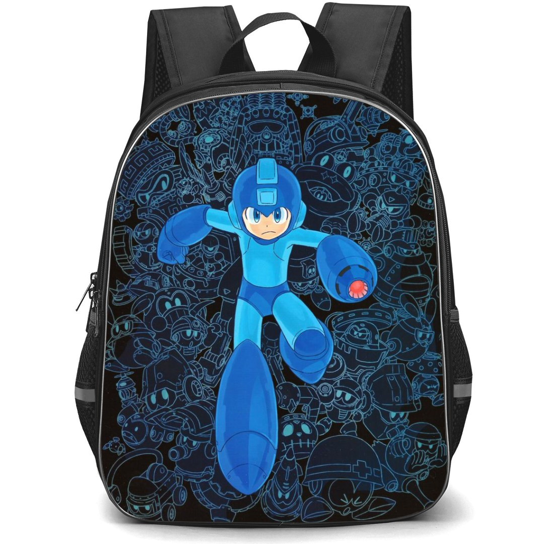 Mega Man Backpack StudentPack - Mega Man Pose Chibi Art Background