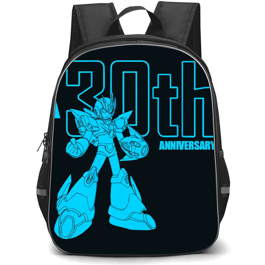 Mega Man Backpack StudentPack - Mega Man Rockman 30th Aqua Blue Cartoon Art