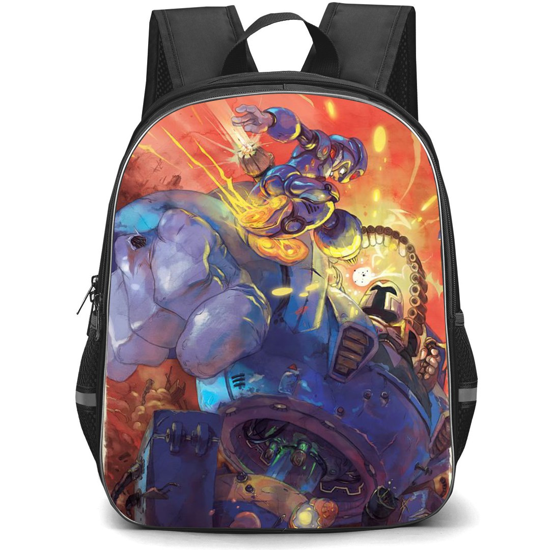 Mega Man Vile Mk Backpack StudentPack - Vile Mk Fight Scene With Mega Man Flying Anime