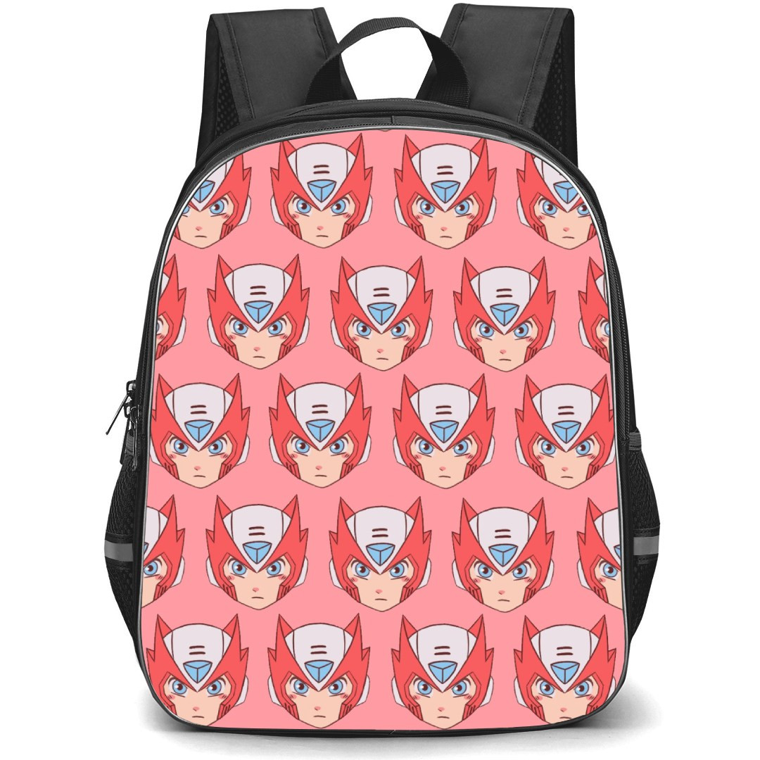 Mega Man Zero Backpack StudentPack - Zero Face Red Pattern Art