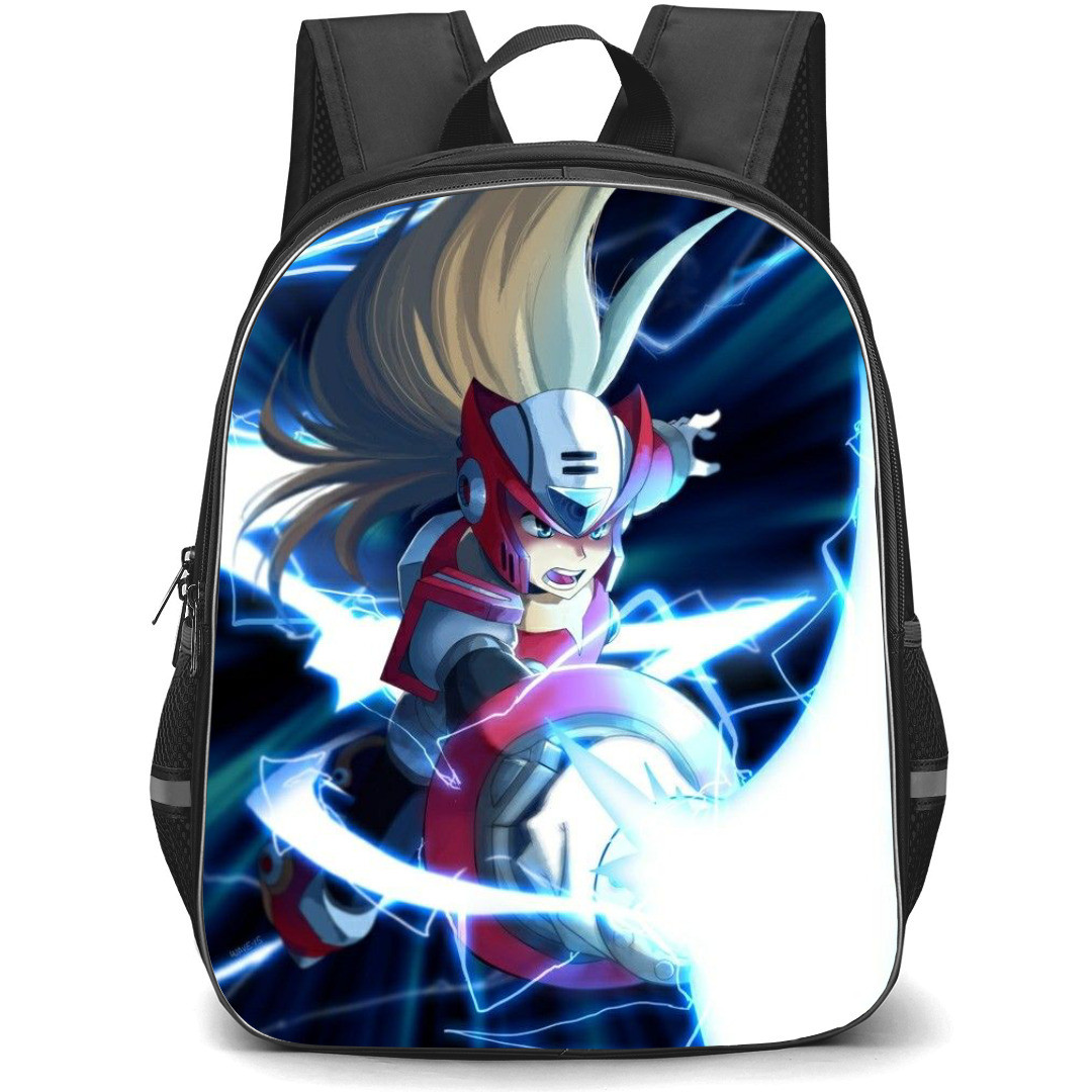 Mega Man Zero Backpack StudentPack - Zero Firing Weapon White Flares Anime Illustration
