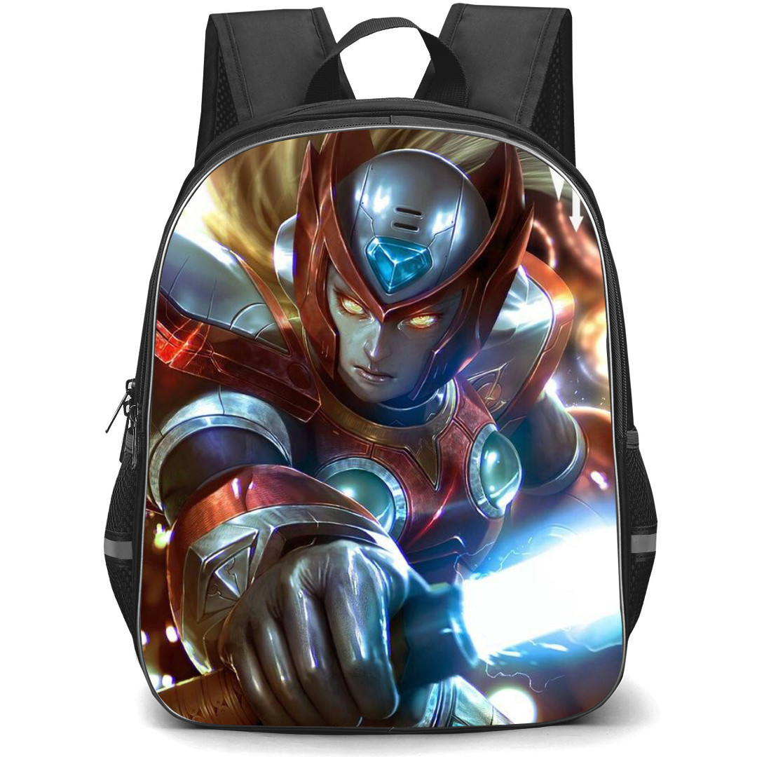 Mega Man Zero Backpack StudentPack - Zero Holding Weapon Portrait 3D Illustration
