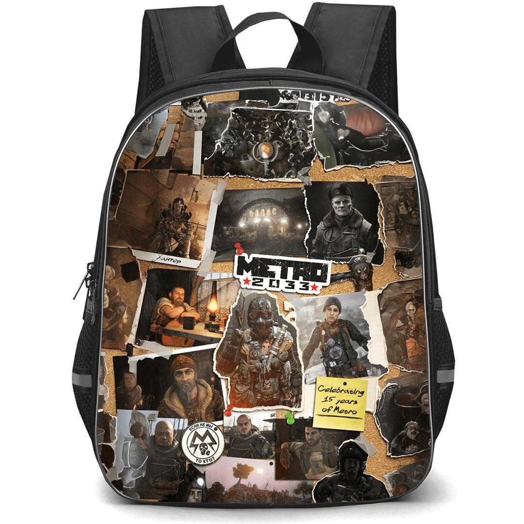 Metro 2033 Backpack School Bag StudentPack - Metro 2033 Collage Art 15 Years Celebration