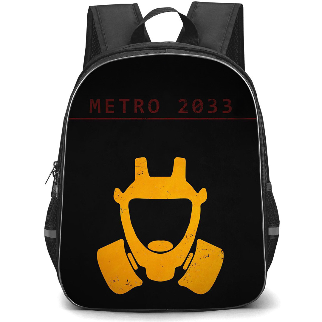 Metro 2033 Backpack School Bag StudentPack - Metro 2033 Gas Mask on Black Background Poster