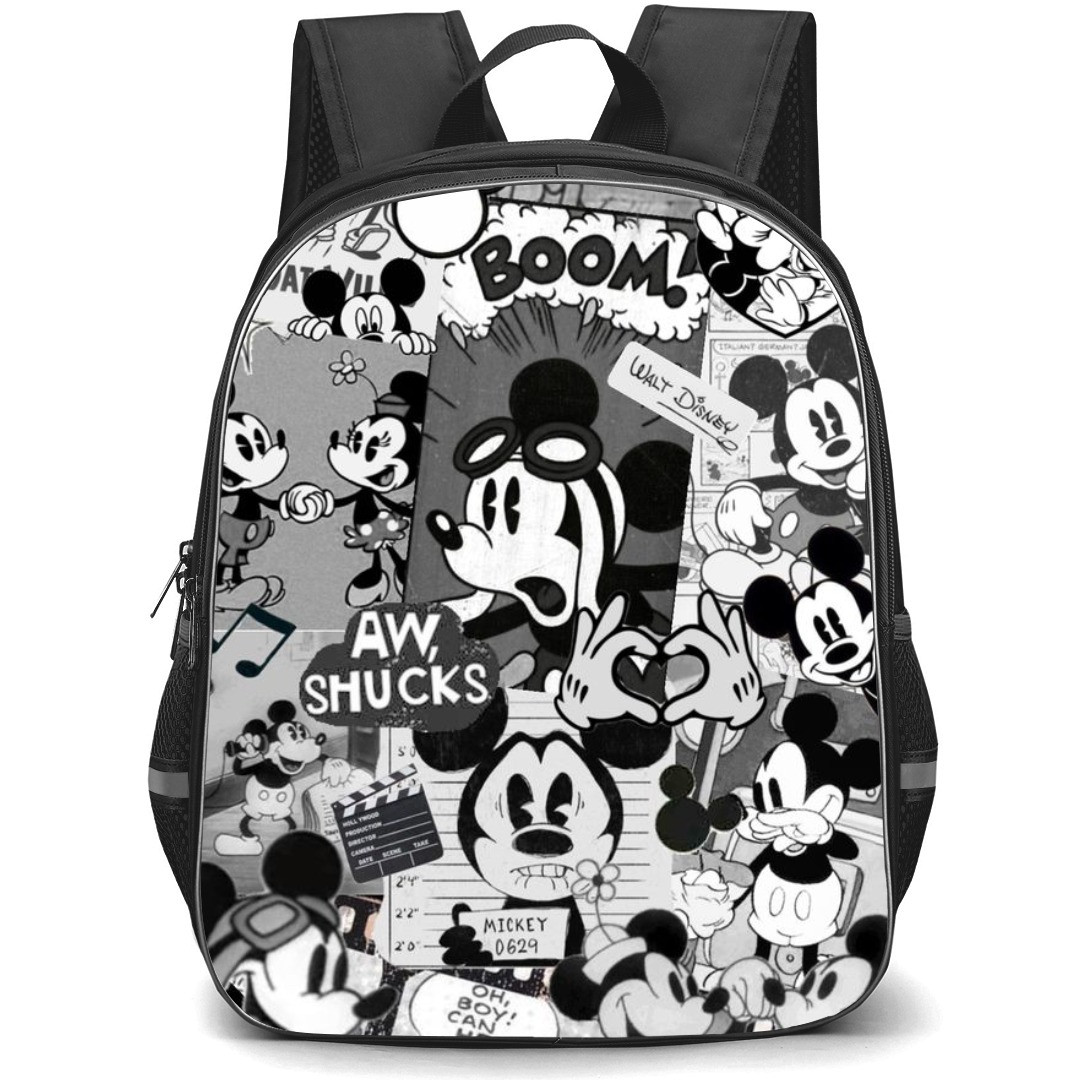 Mickey And Minnie Mickey School Backpack StudentPack - Mickey Comic Collage Grayscale