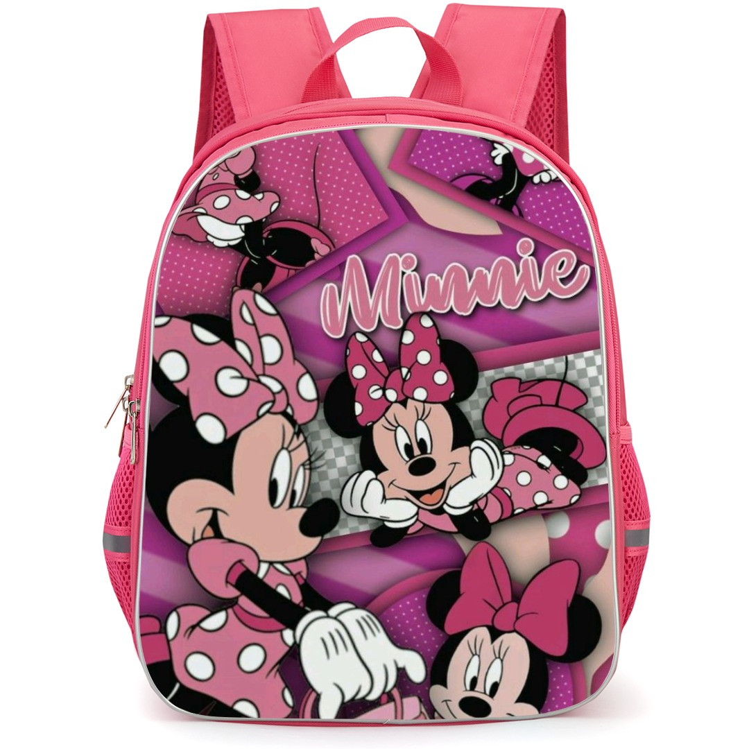 Mickey And Minnie Minnie School Backpack StudentPack - Minnie Collage Pink Background