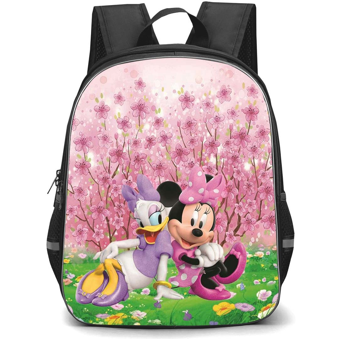 Minnie's Bow-Toons Daisy Backpack StudentPack - Daisy And Minnie Sitting In a Flower Garden