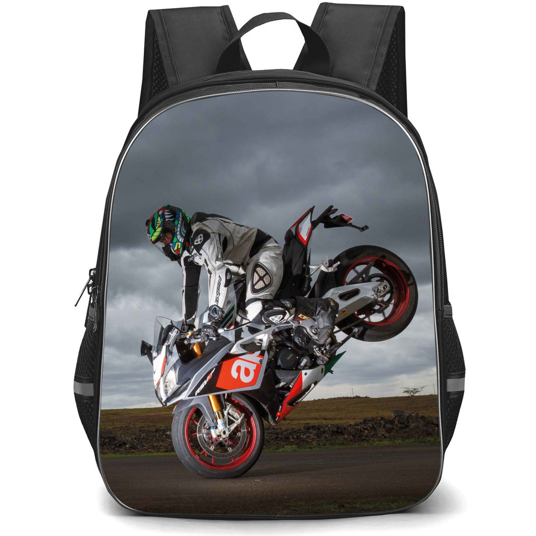 Motorbike Aprilia Backpack StudentPack - Motorbike Aprilia RSV4 2 Stoppie Poster