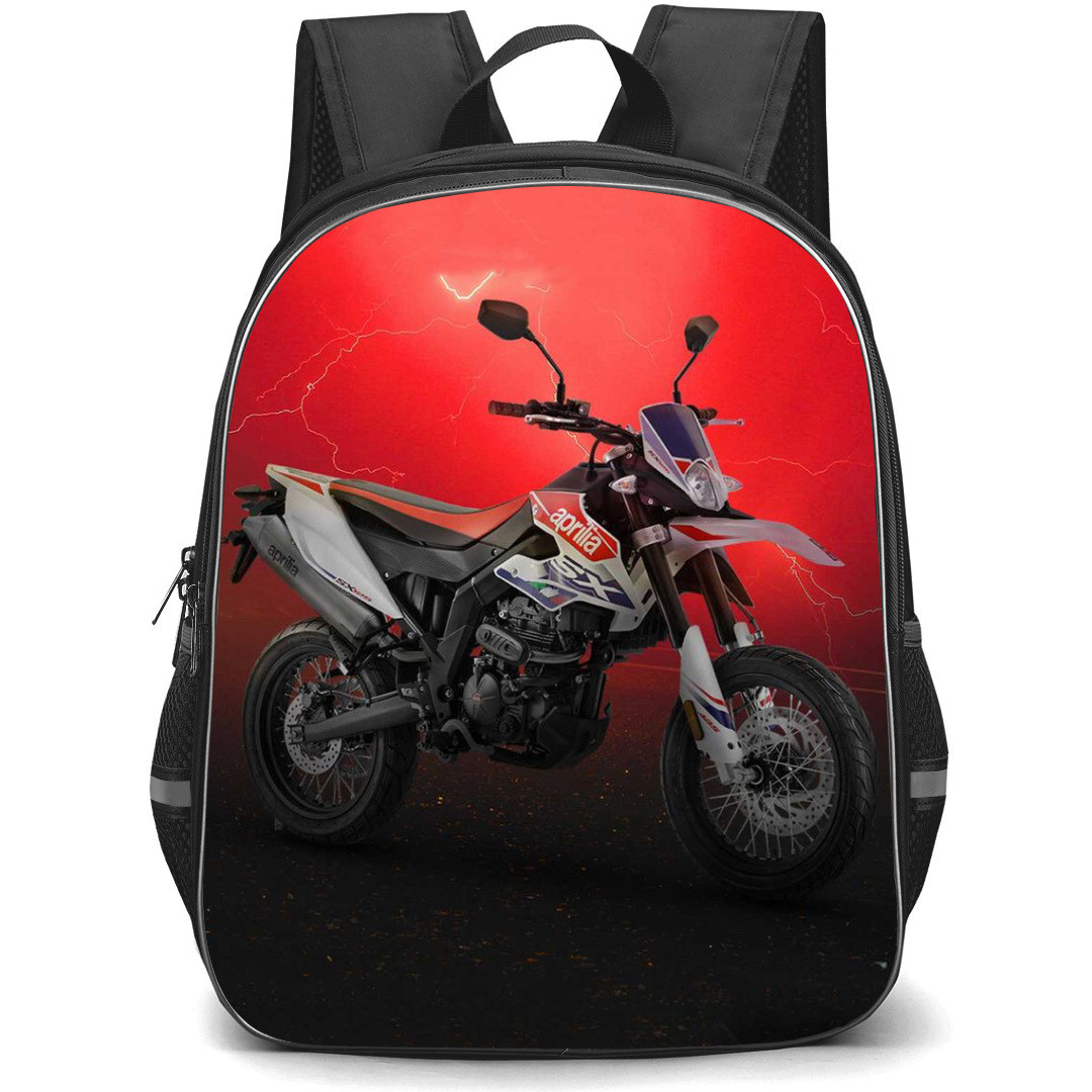 Motorbike Aprilia Backpack StudentPack - Motorbike Aprilia SX 125 On Red Black Background