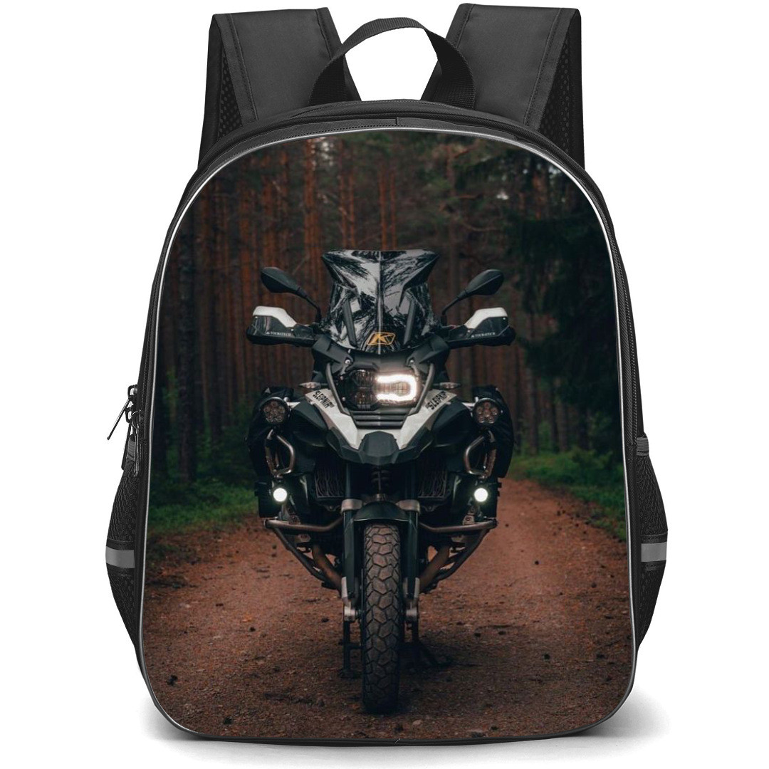 Motorbike BMW Backpack StudentPack - Motorbike BMW R1250 Front View In Forest Background