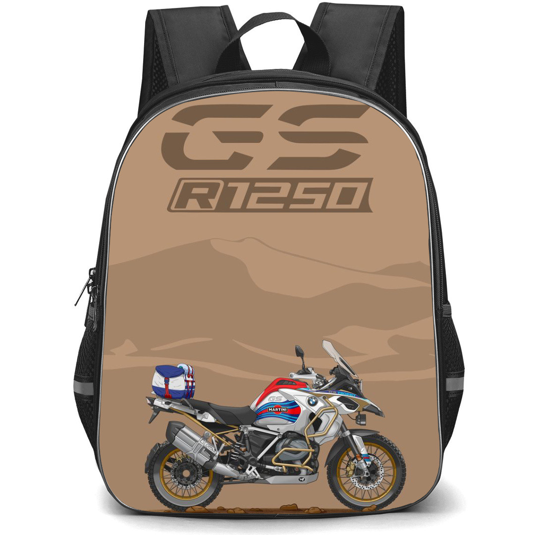 Motorbike BMW Backpack StudentPack - Motorbike BMW R1250 GS On Gray Graphic Background