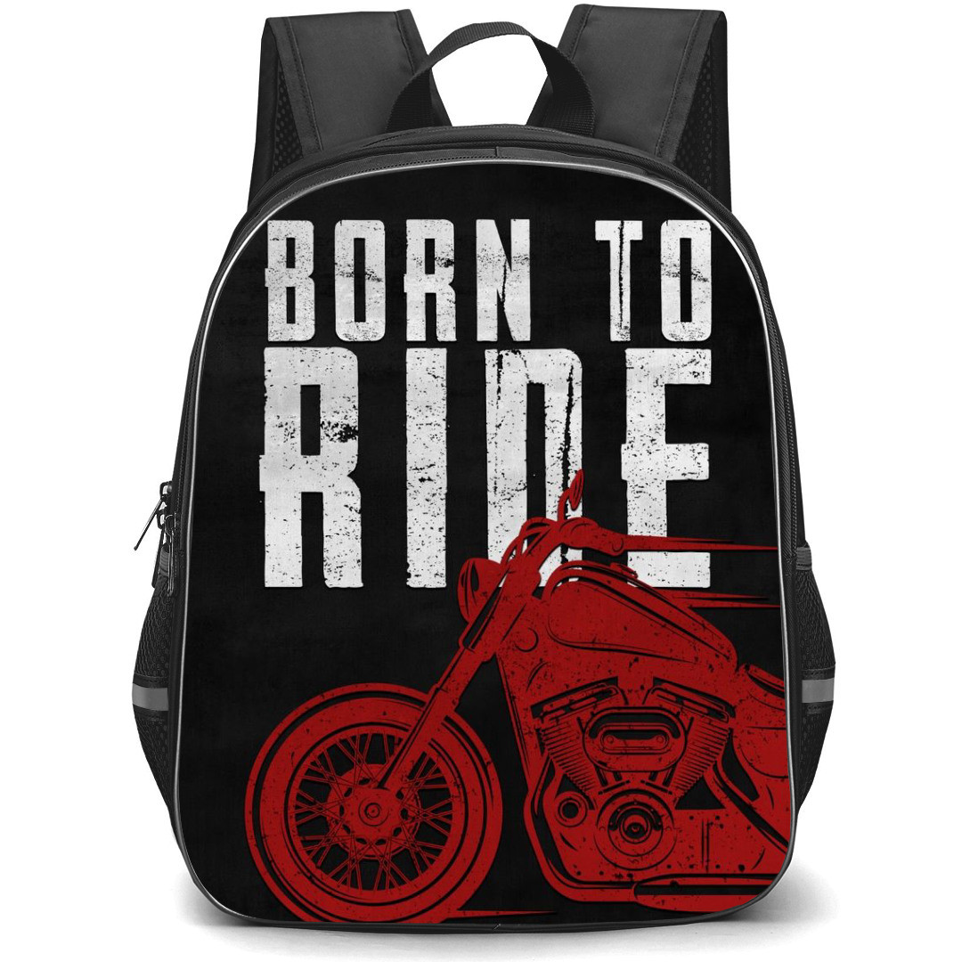 Motorbike Backpack StudentPack - Motorbike Bron To Ride Vintage Design On Black Background