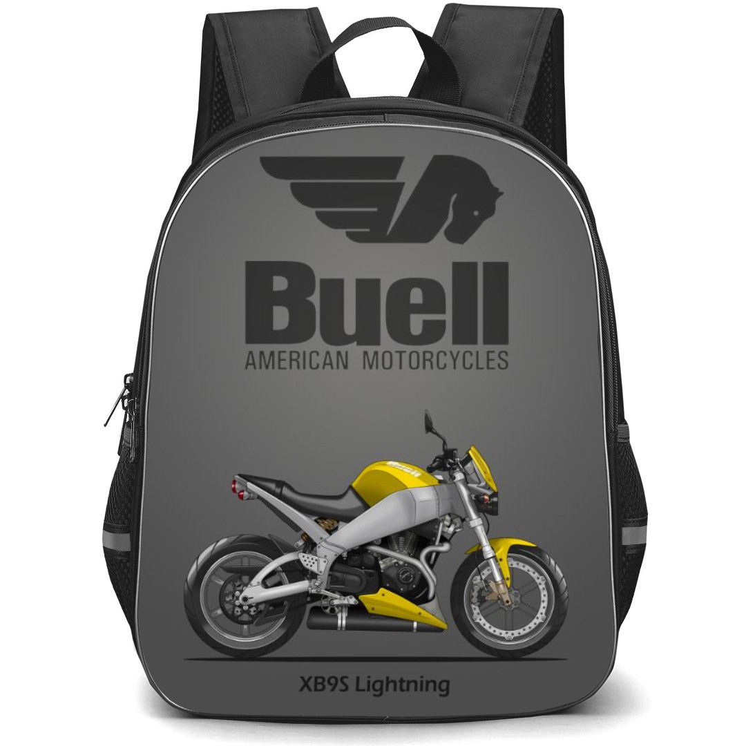 Motorbike Buell Backpack StudentPack - Motorbike Buell XB9S Lightning Illustration Art On Gray Background