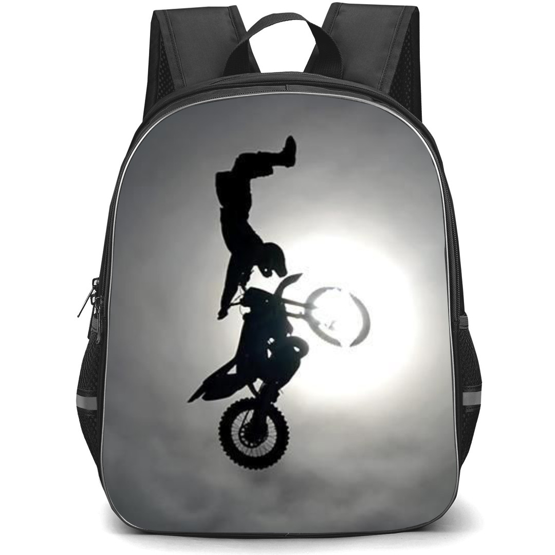 Motorbike Backpack StudentPack - Motorbike Dirtbike On Sun Grayscale Background