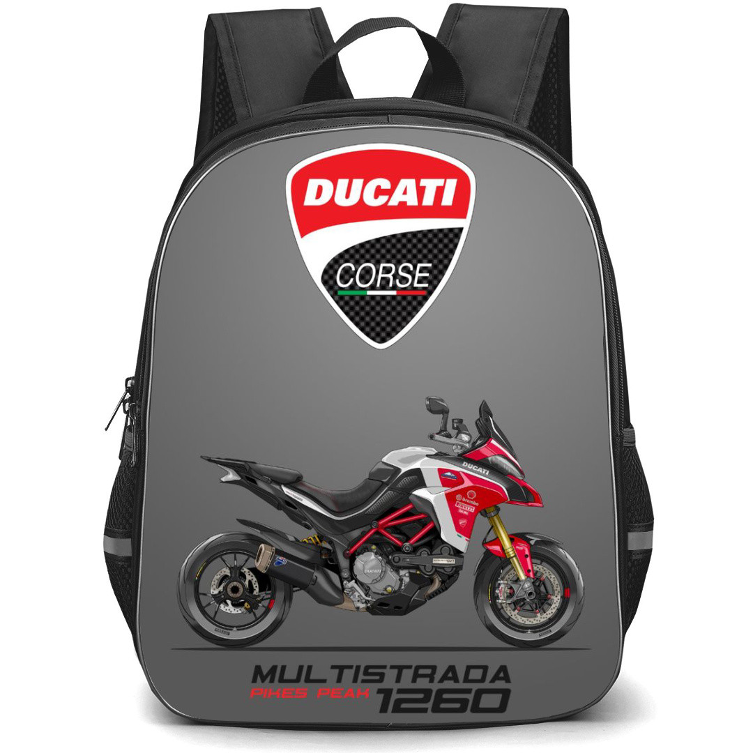Motorbike Ducati Backpack StudentPack - Motorbike Ducati Multistrada 1260 Pikes Peak On Gray Background