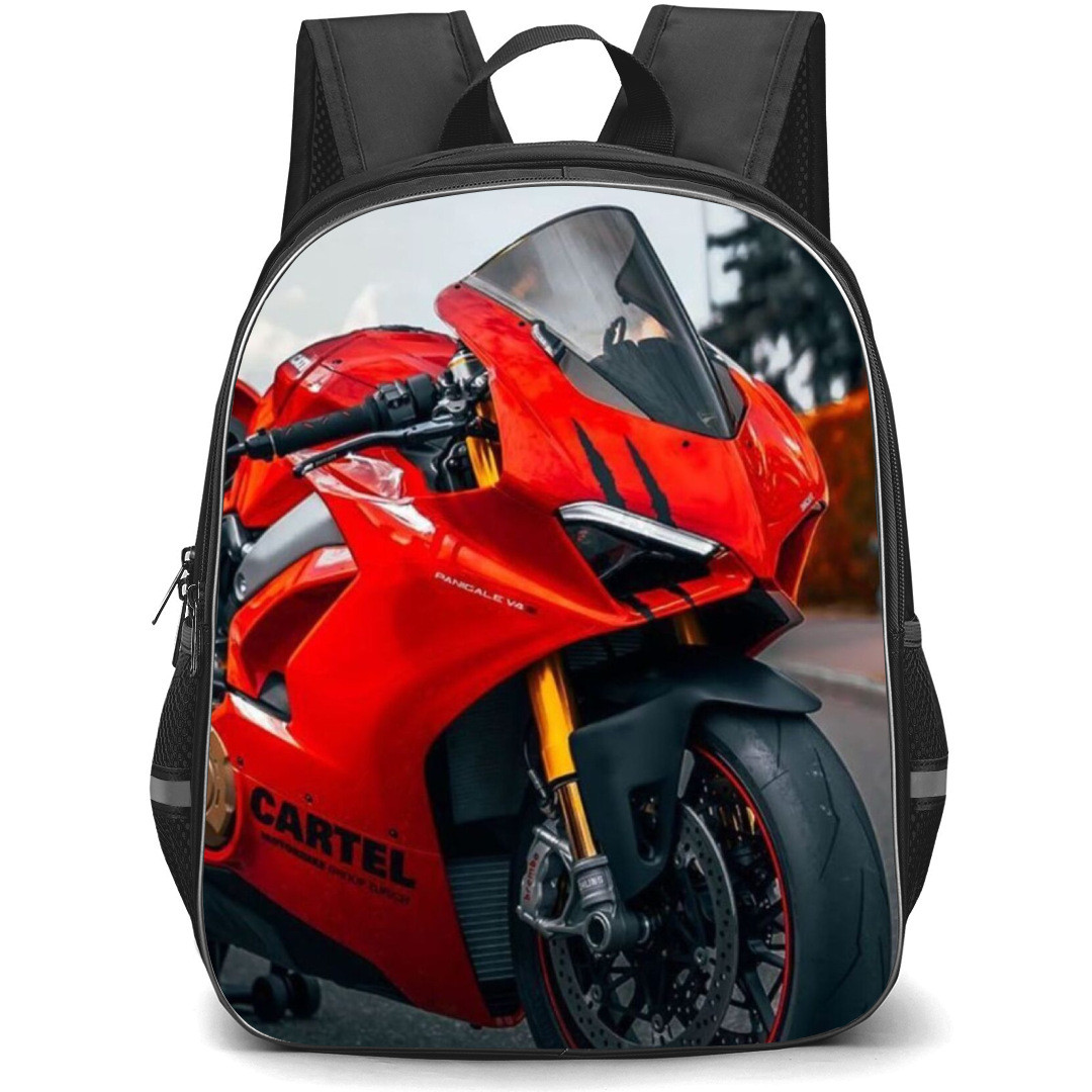 Motorbike Ducati Backpack StudentPack - Motorbike Ducati Panigale V4 Red color On Street Poster