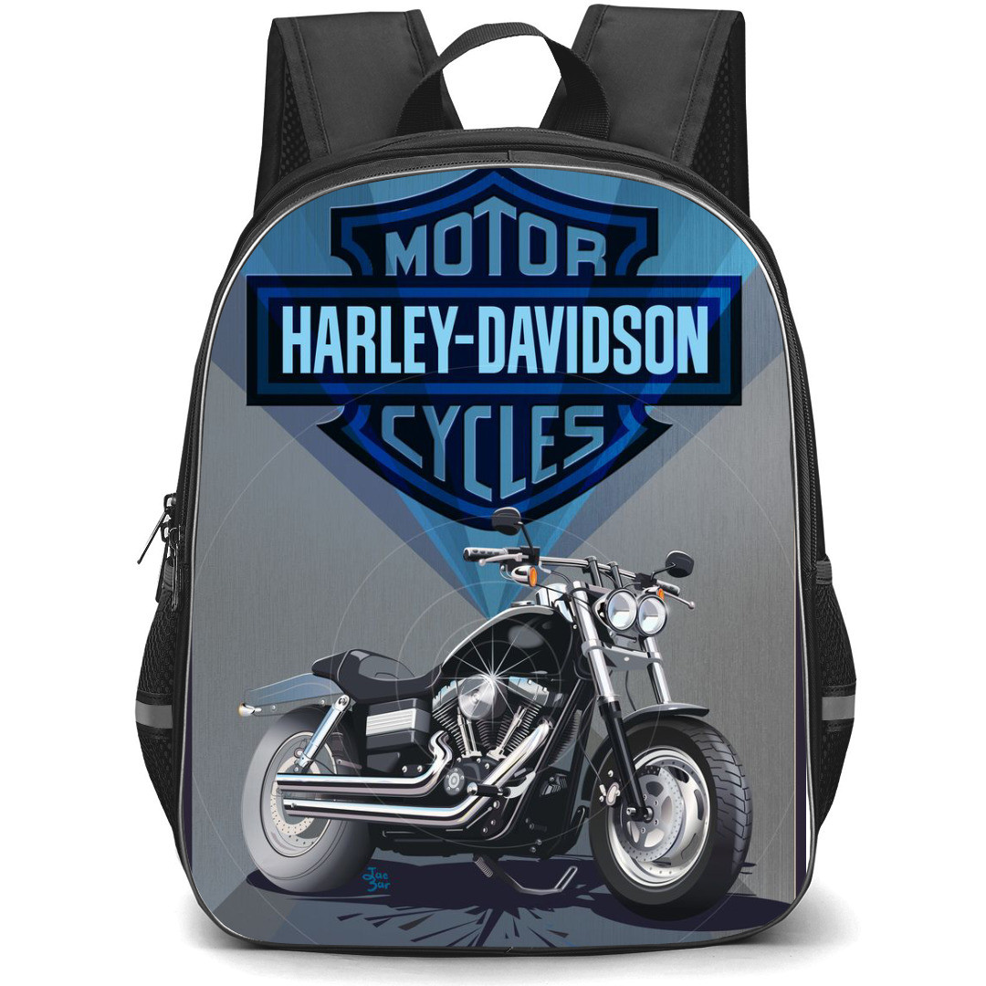 Motorbike Harley Davidson Backpack StudentPack - Motorbike Harley Davidson Fat Bob Vector Illustration Art