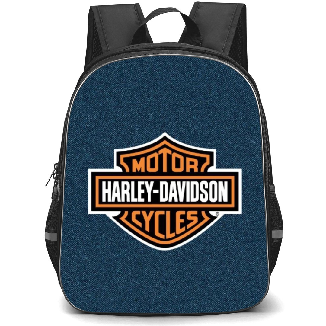 Motorbike Harley Davidson Backpack StudentPack - Motorbike Harley Davidson Logo On Dark Blue Febric Background