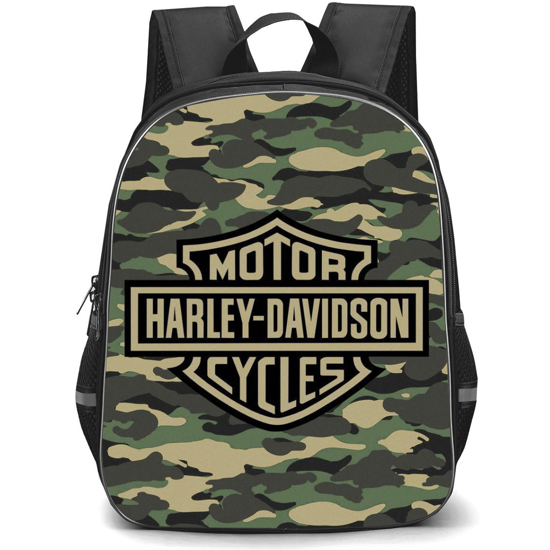 Motorbike Harley Davidson Backpack StudentPack - Motorbike Harley Davidson Logo On Camouflage Background