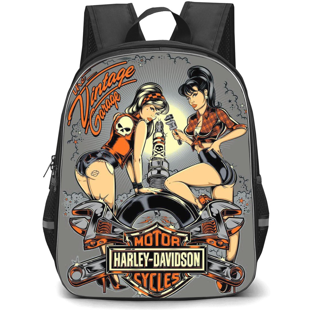 Motorbike Harley Davidson Backpack StudentPack - Motorbike Harley Davidson The Vintage Garage Art