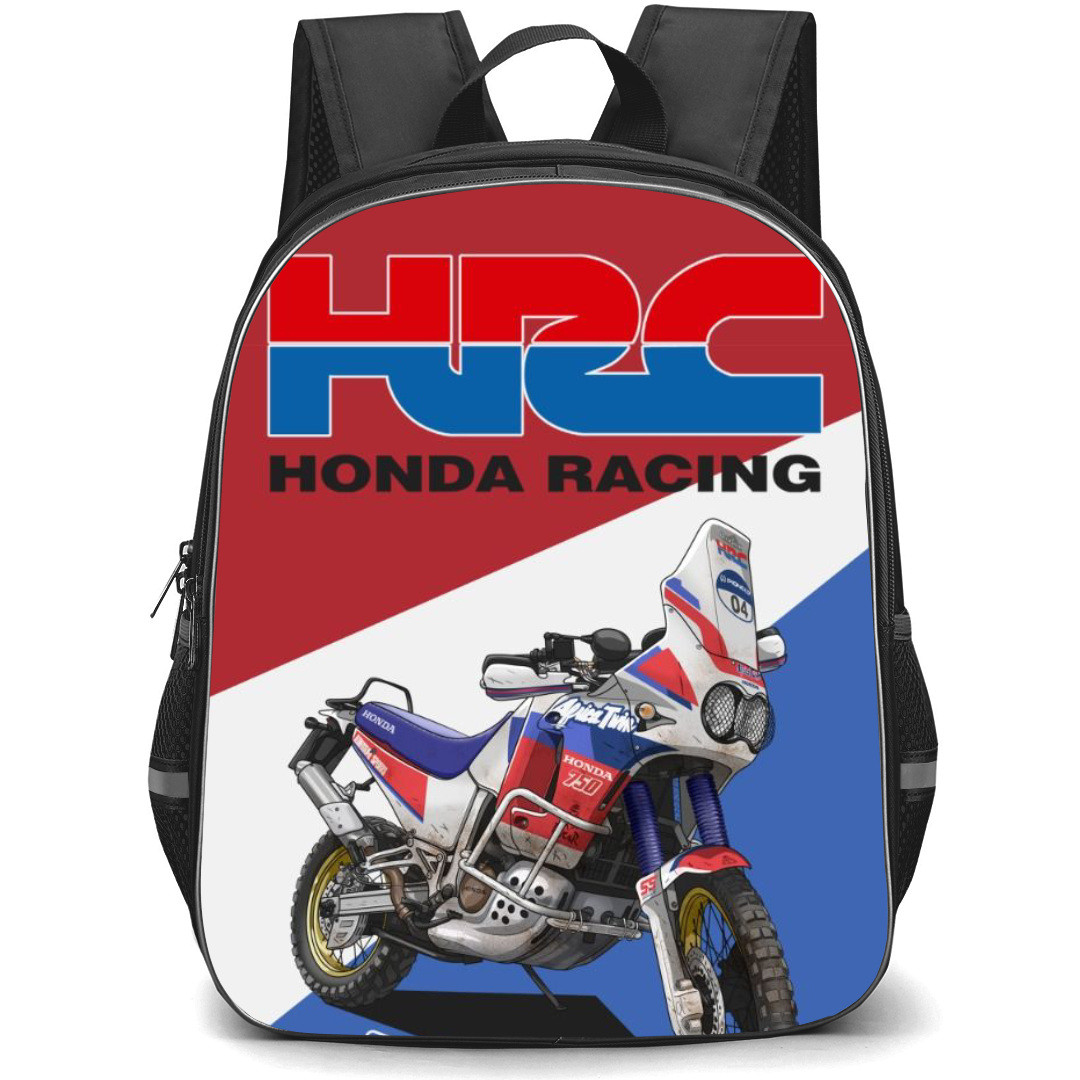 Motorbike Honda Backpack StudentPack - Motorbike Honda Africa Twin from the 90s On Red Blue White Background