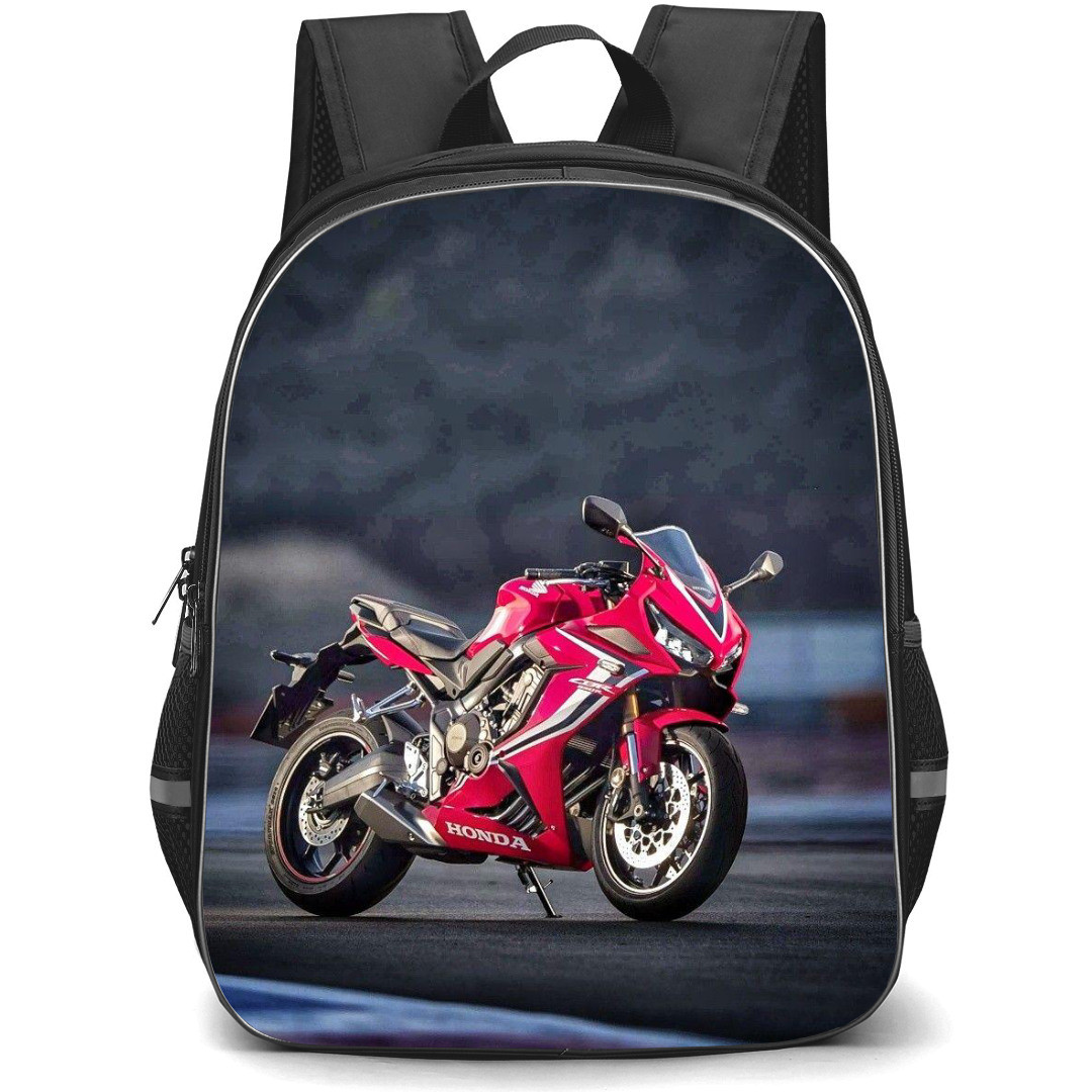 Motorbike Honda Backpack StudentPack - Motorbike Honda CBR650R Red On a Blur Background