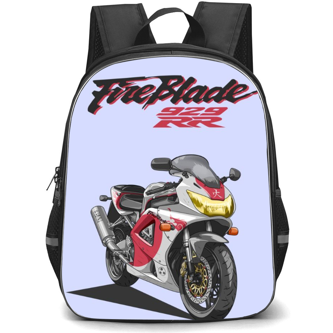 Motorbike Honda Backpack StudentPack - Motorbike Honda CBR 929RR Fireblade 2000 On Purple Background